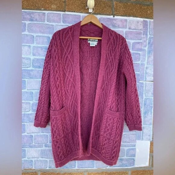 Aran Craft Merino Wool Open Front Sweater Cardigan small - Picture 1 of 6